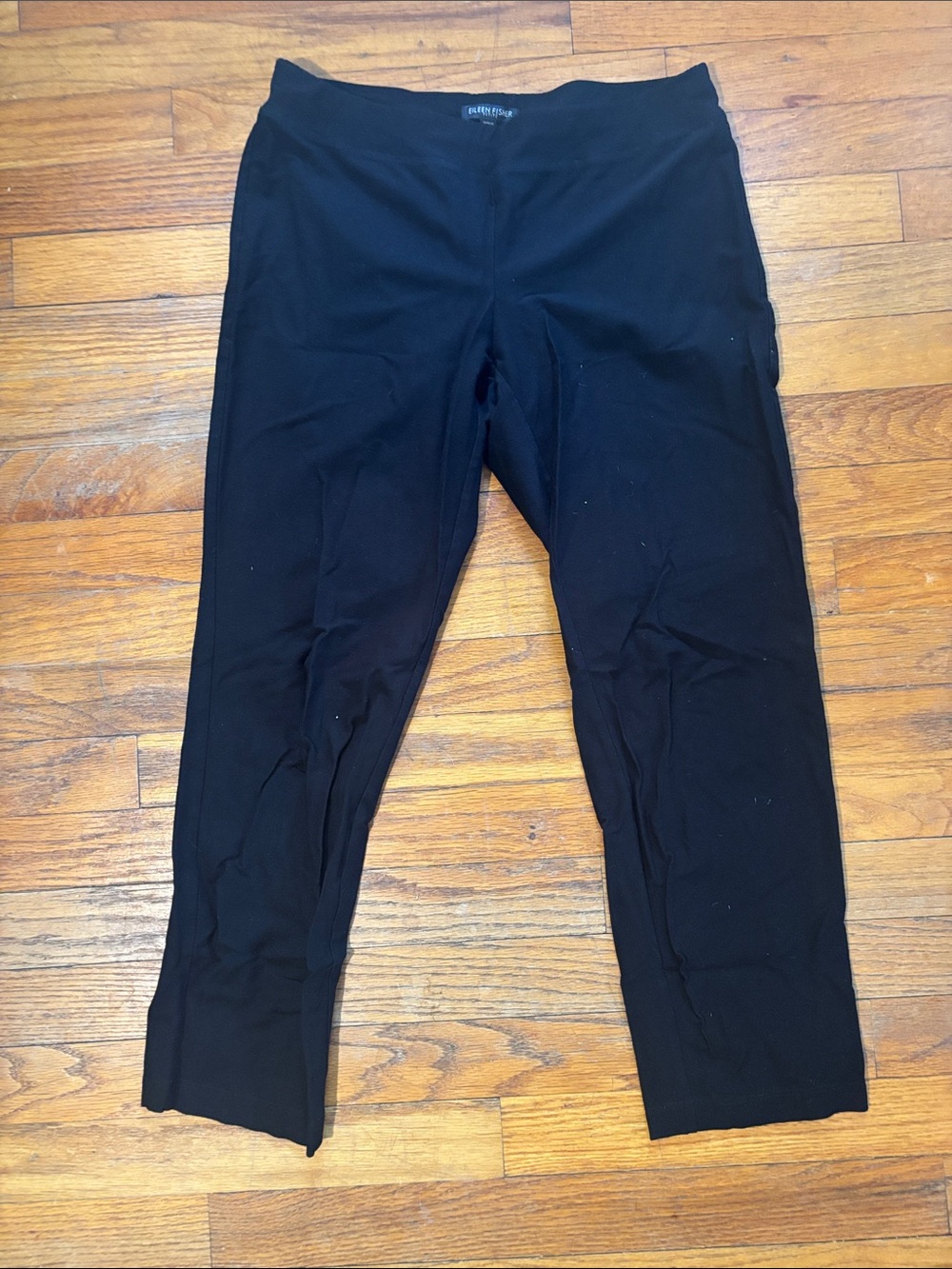 Eileen Fisher Black Cropped slim viscose blend Stretch pants